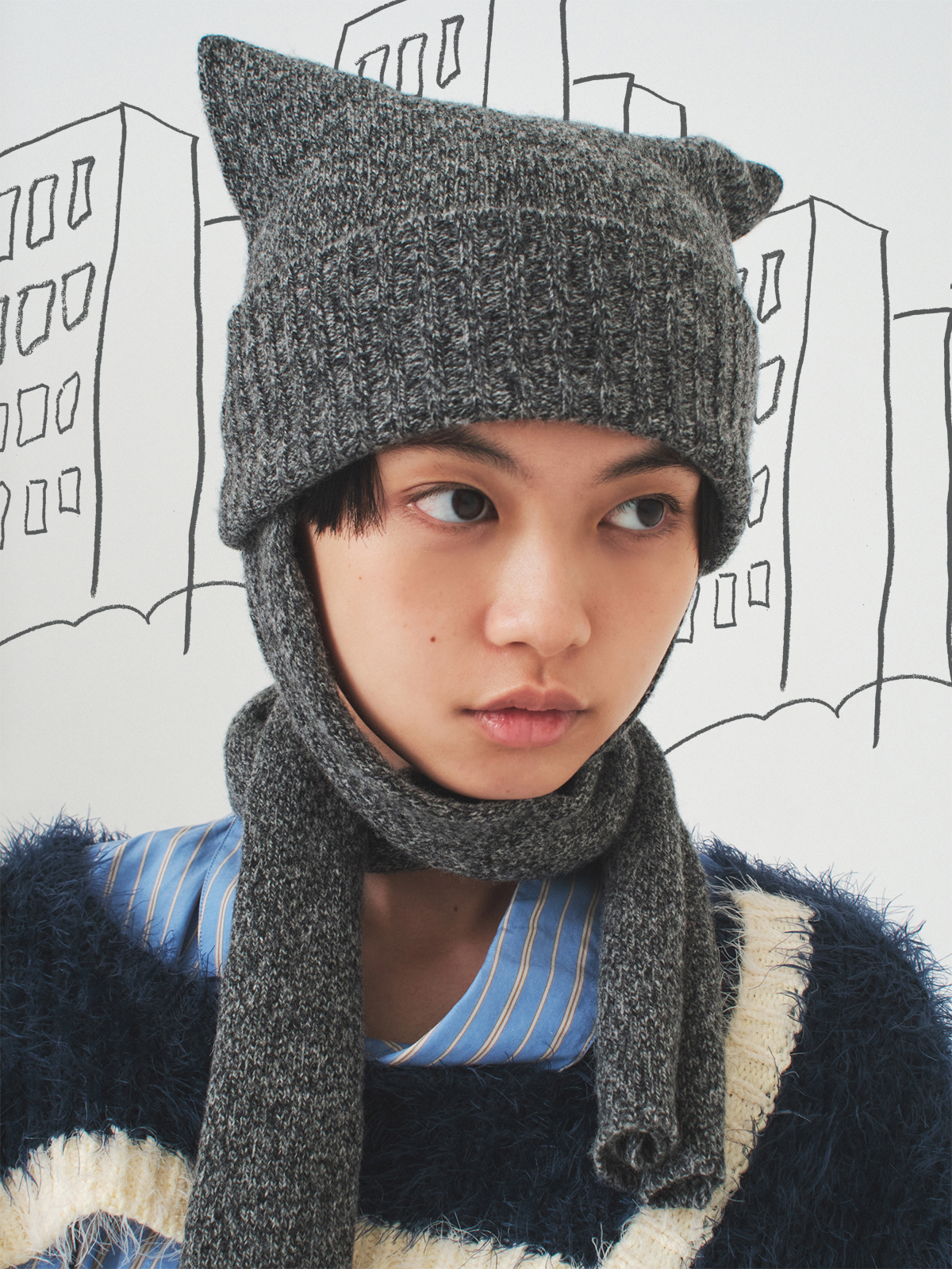 激安ブランド soduk knitwear（ニット） gray- drawing knit top top