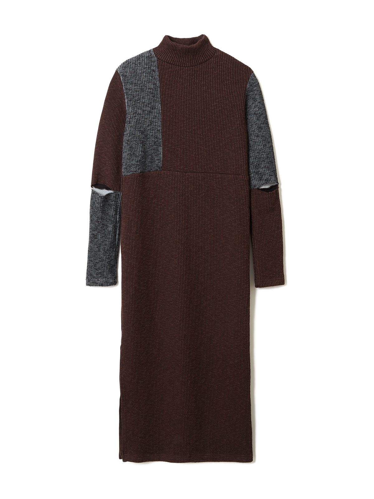 panel knit onepiece / brown