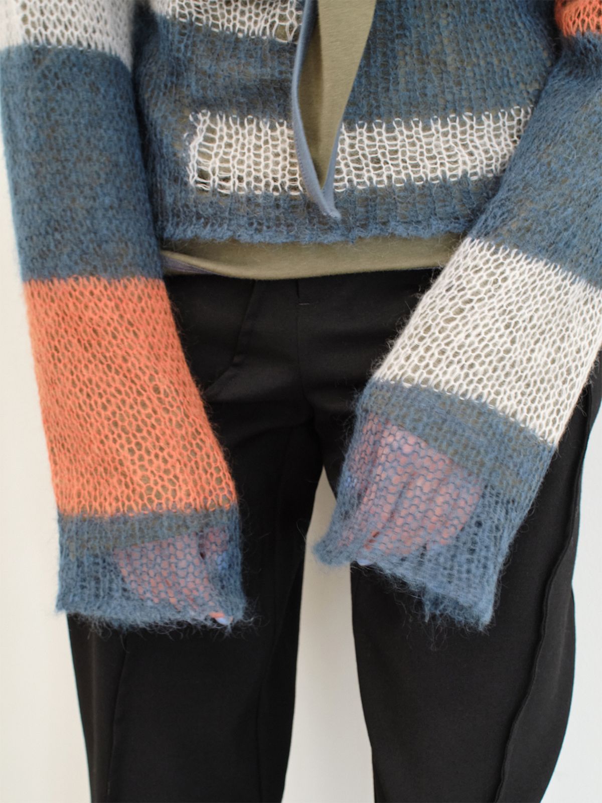 patchwork knit tops / blue
