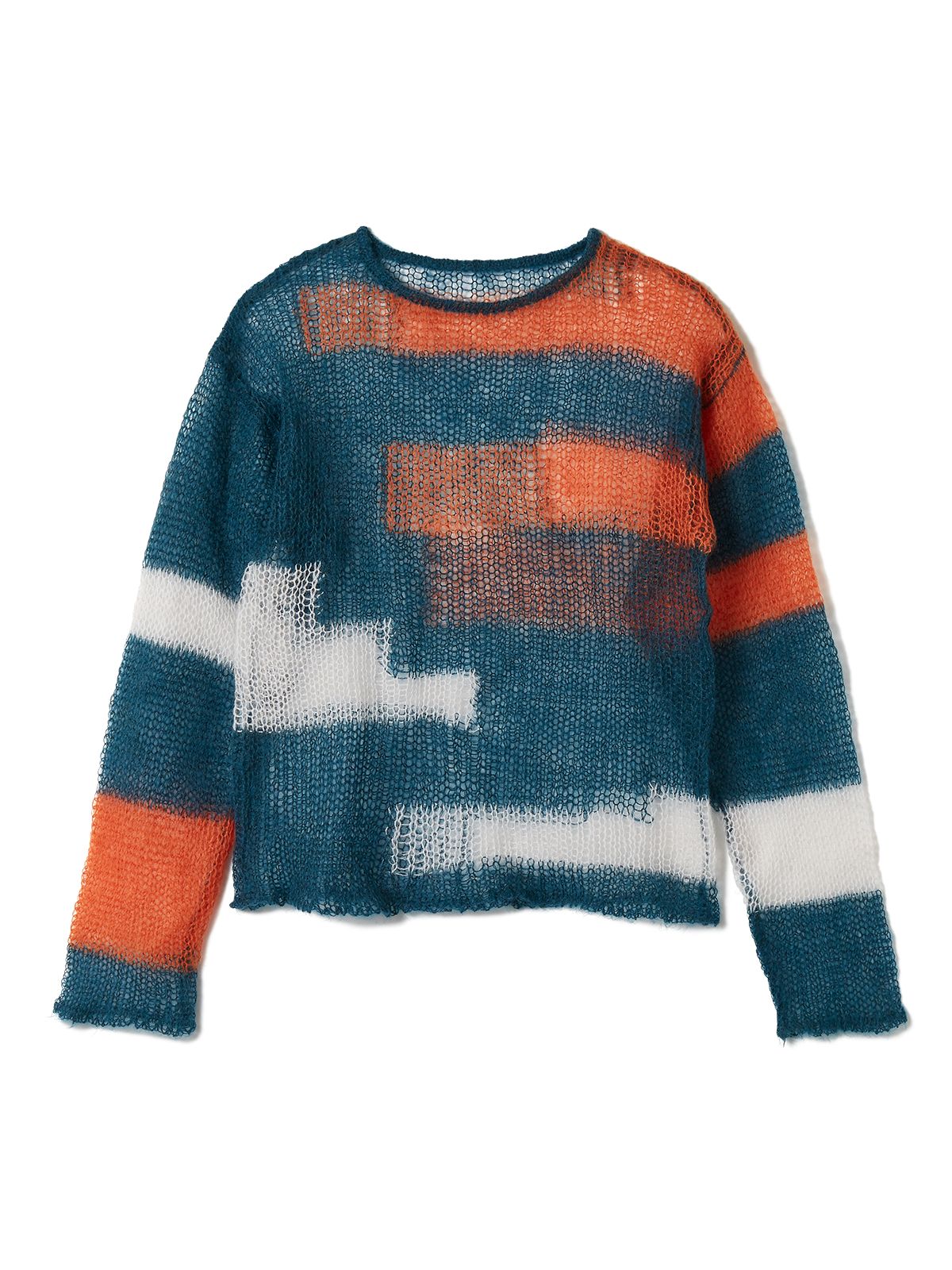 patchwork knit tops / blue