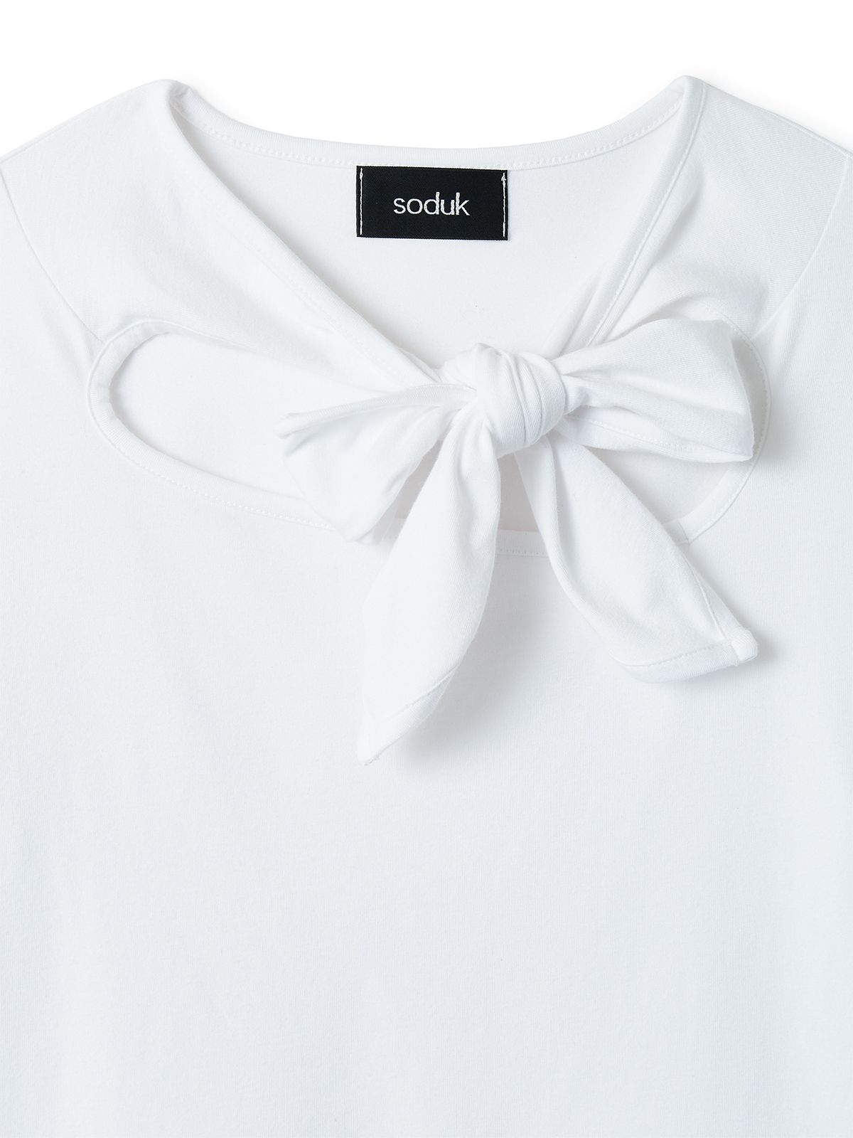 ribbon long t-shirt / white