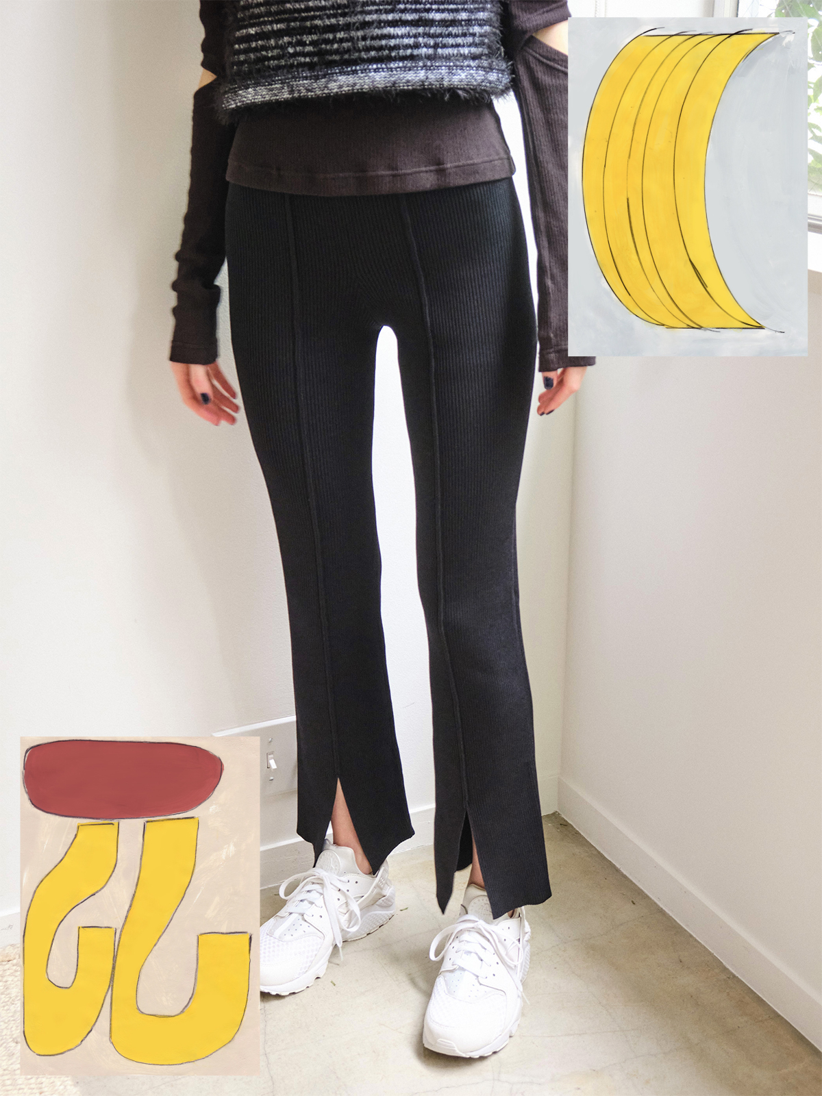 slit knit trousers