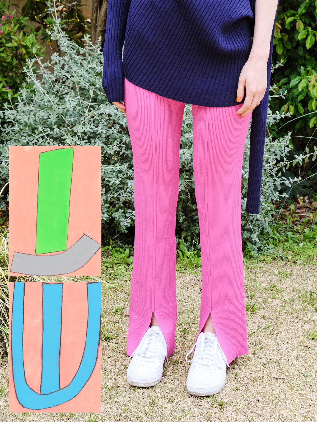 slit knit trousers