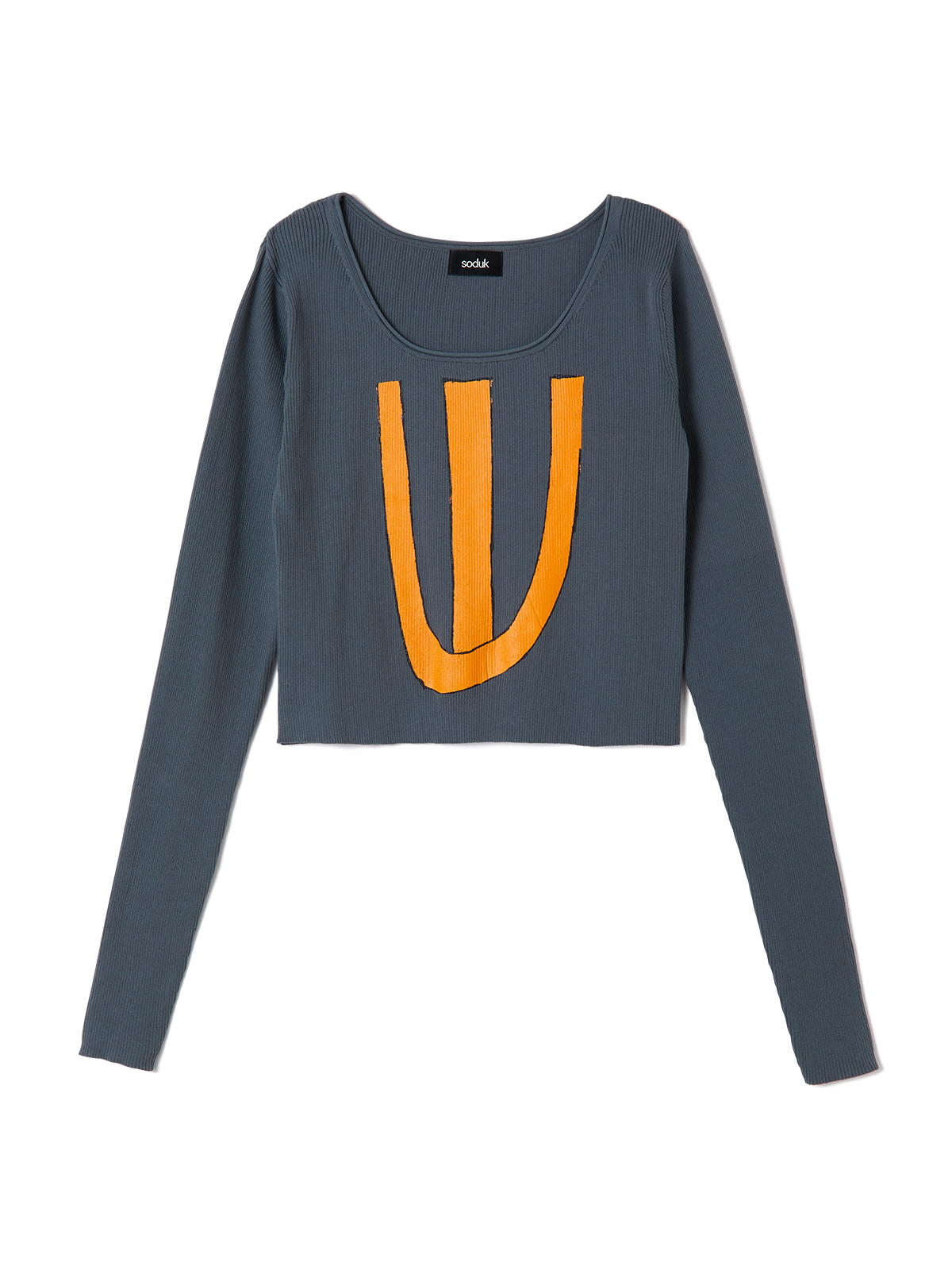 W long sleeve knit top 詳細画像 gray