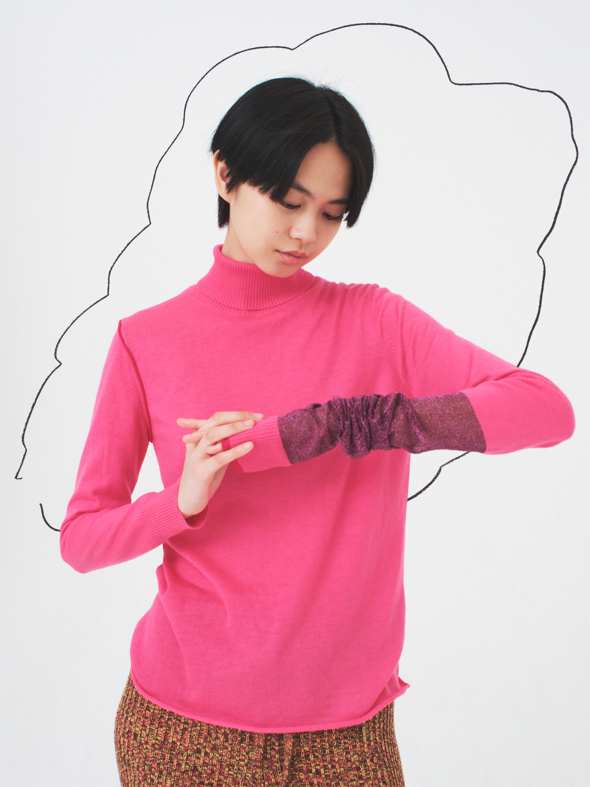 one long knit top 詳細画像 pink 1
