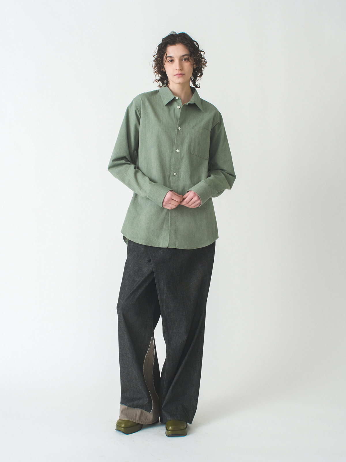 back open dress shirt 詳細画像 green 4