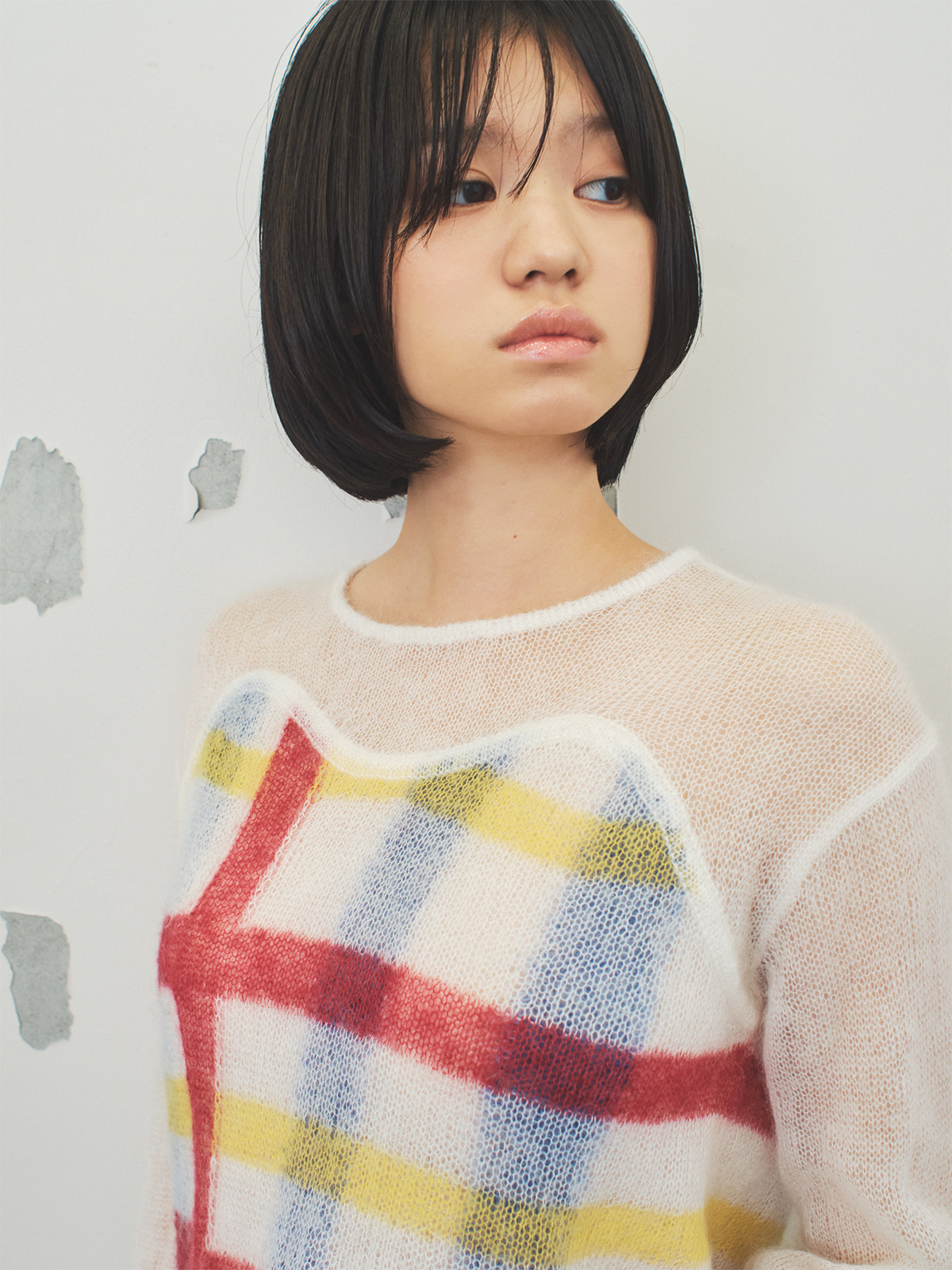 double striped knit top 詳細画像 white 11