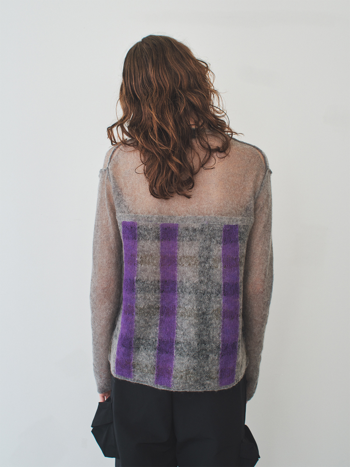 double striped knit top 詳細画像 gray 12