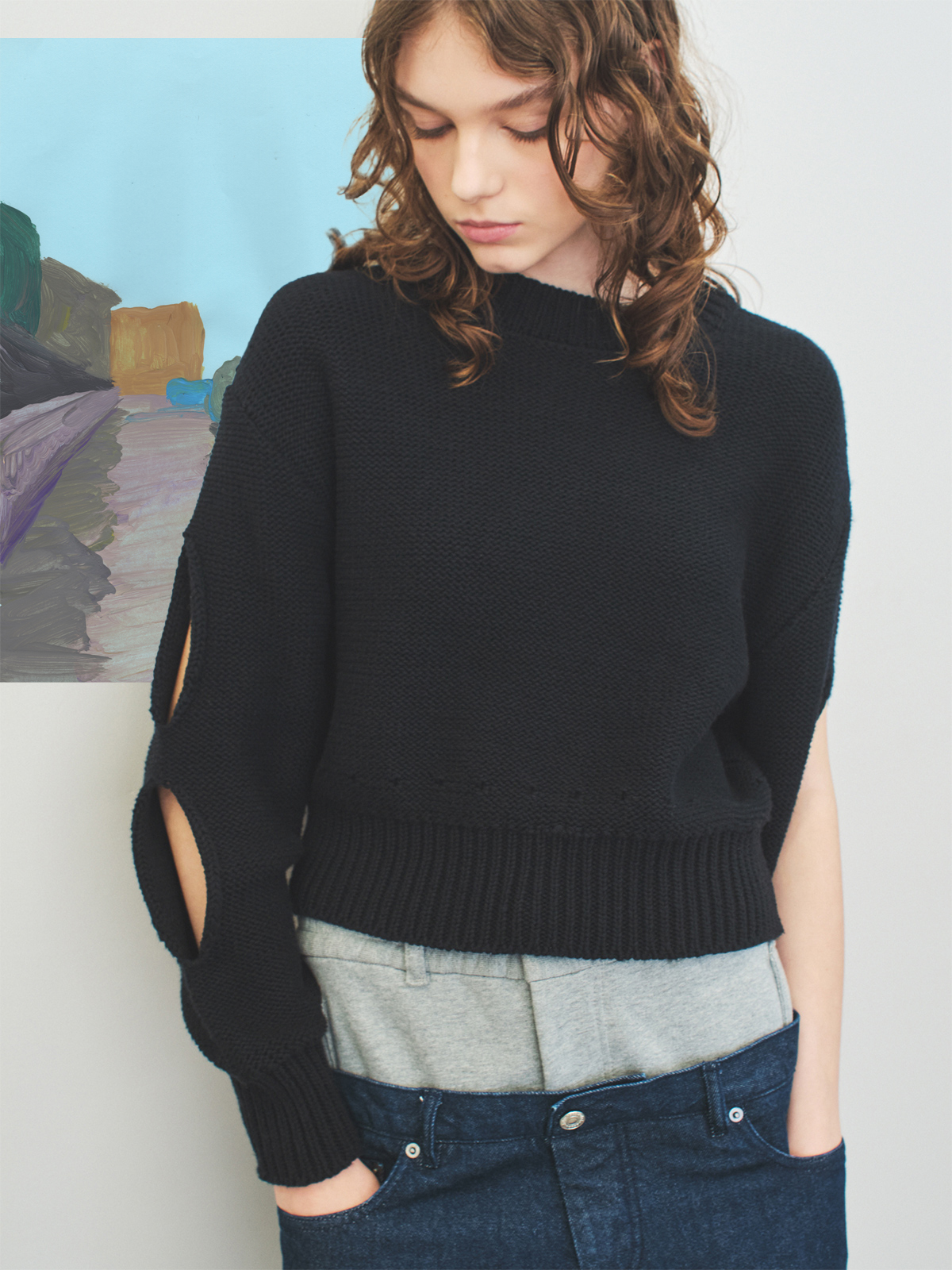 holes knit top 詳細画像 black 1