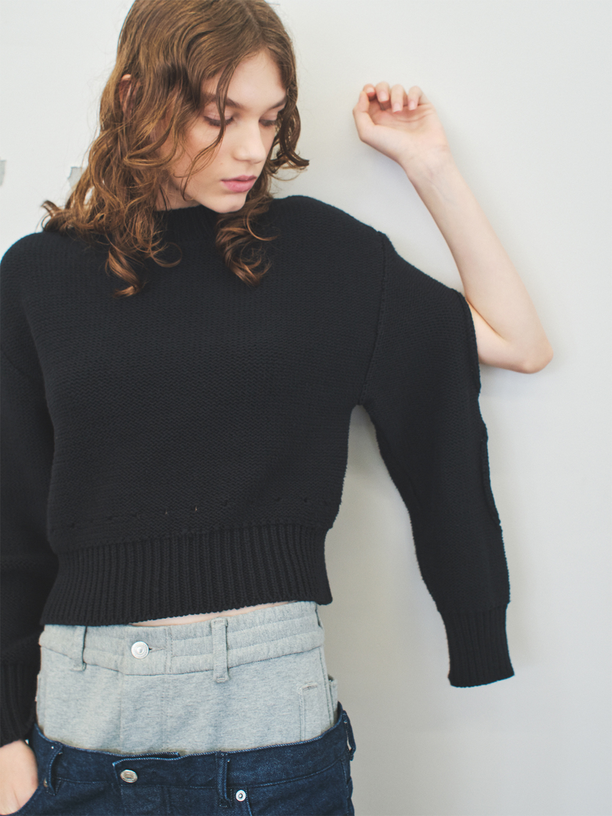 holes knit top 詳細画像 black 8