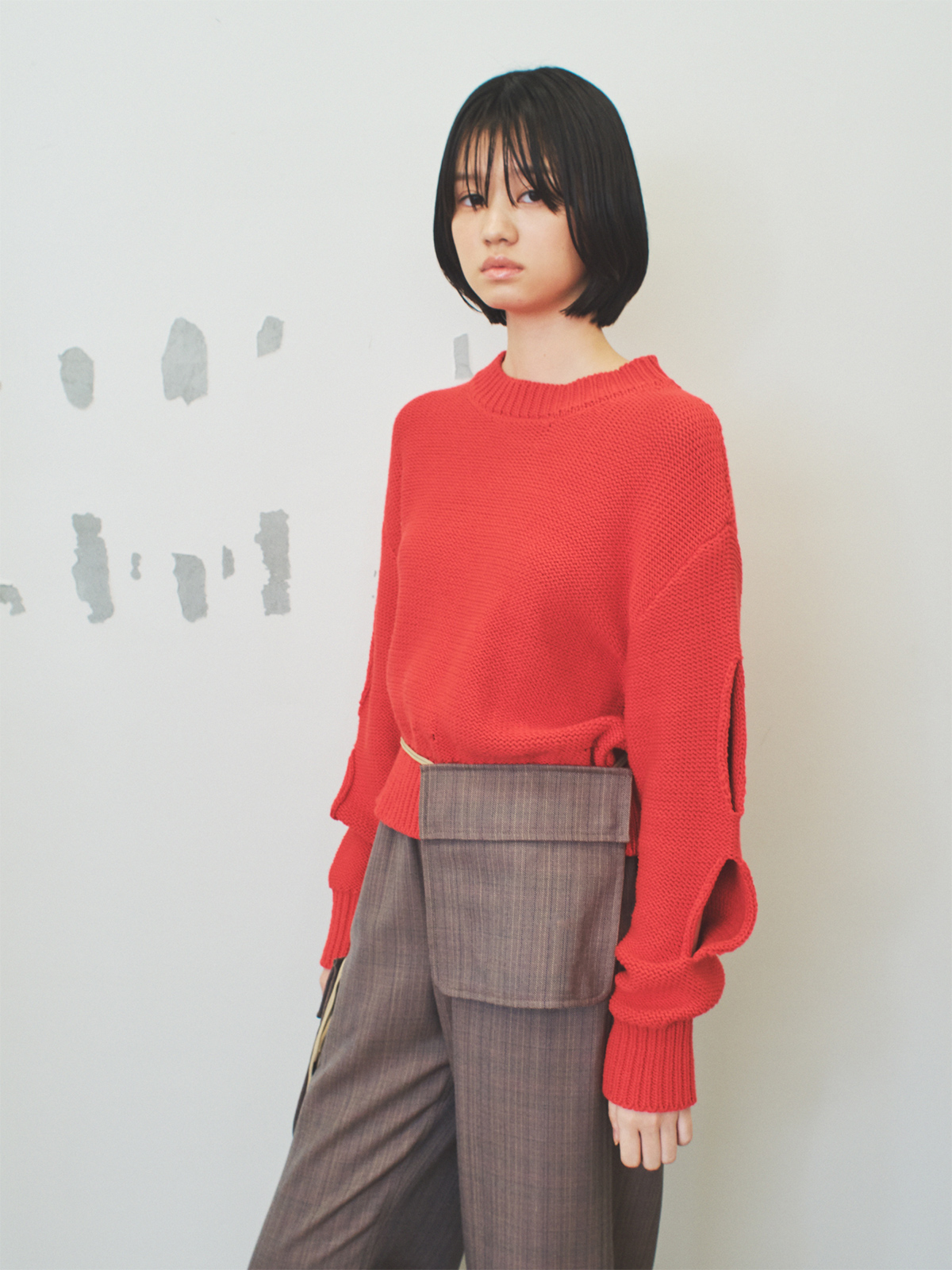 holes knit top 詳細画像 red 4