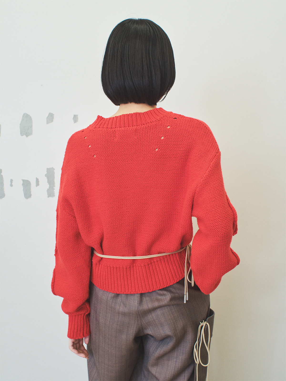 holes knit top 詳細画像 red 5