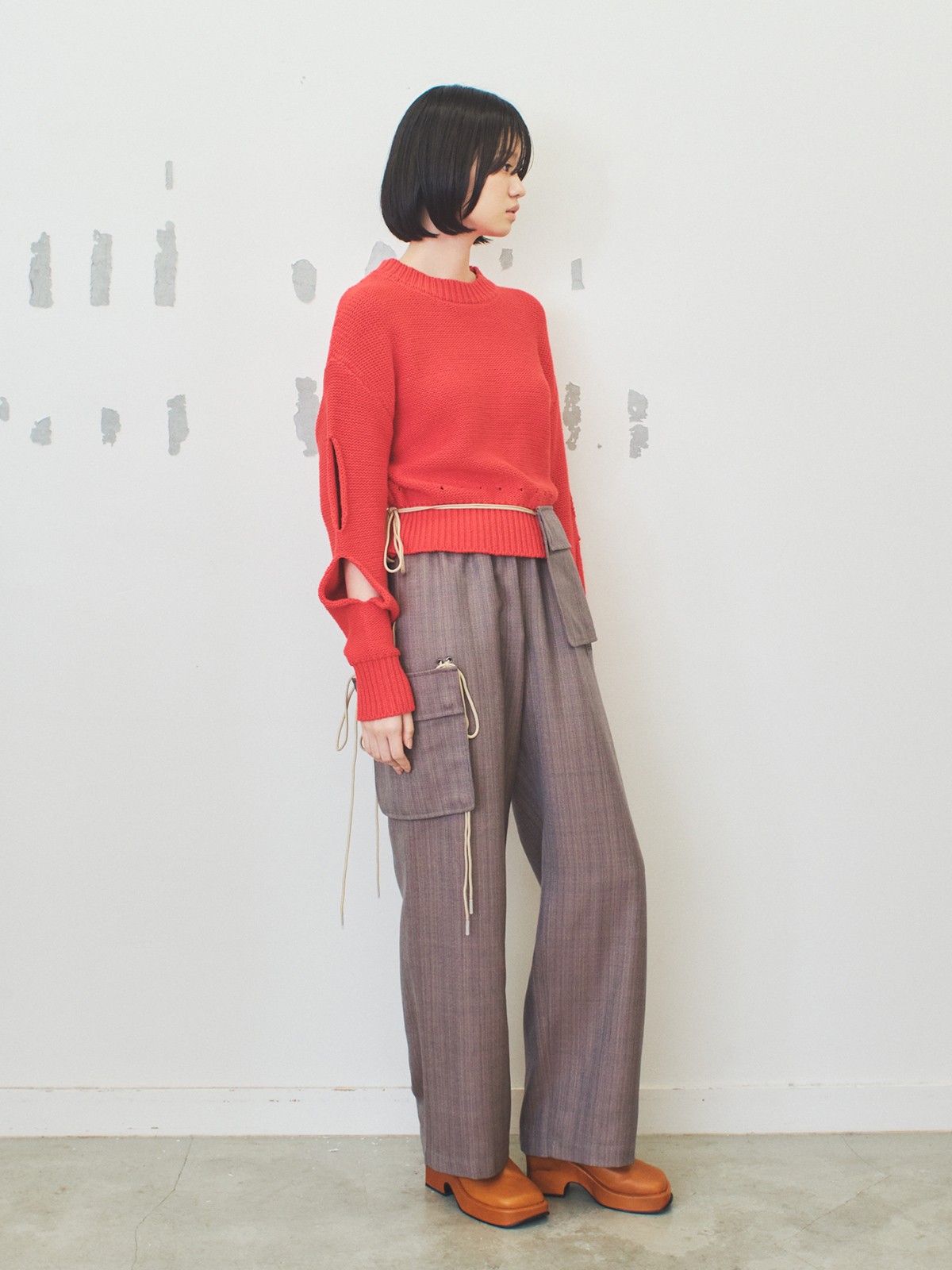 holes knit top 詳細画像 red 6