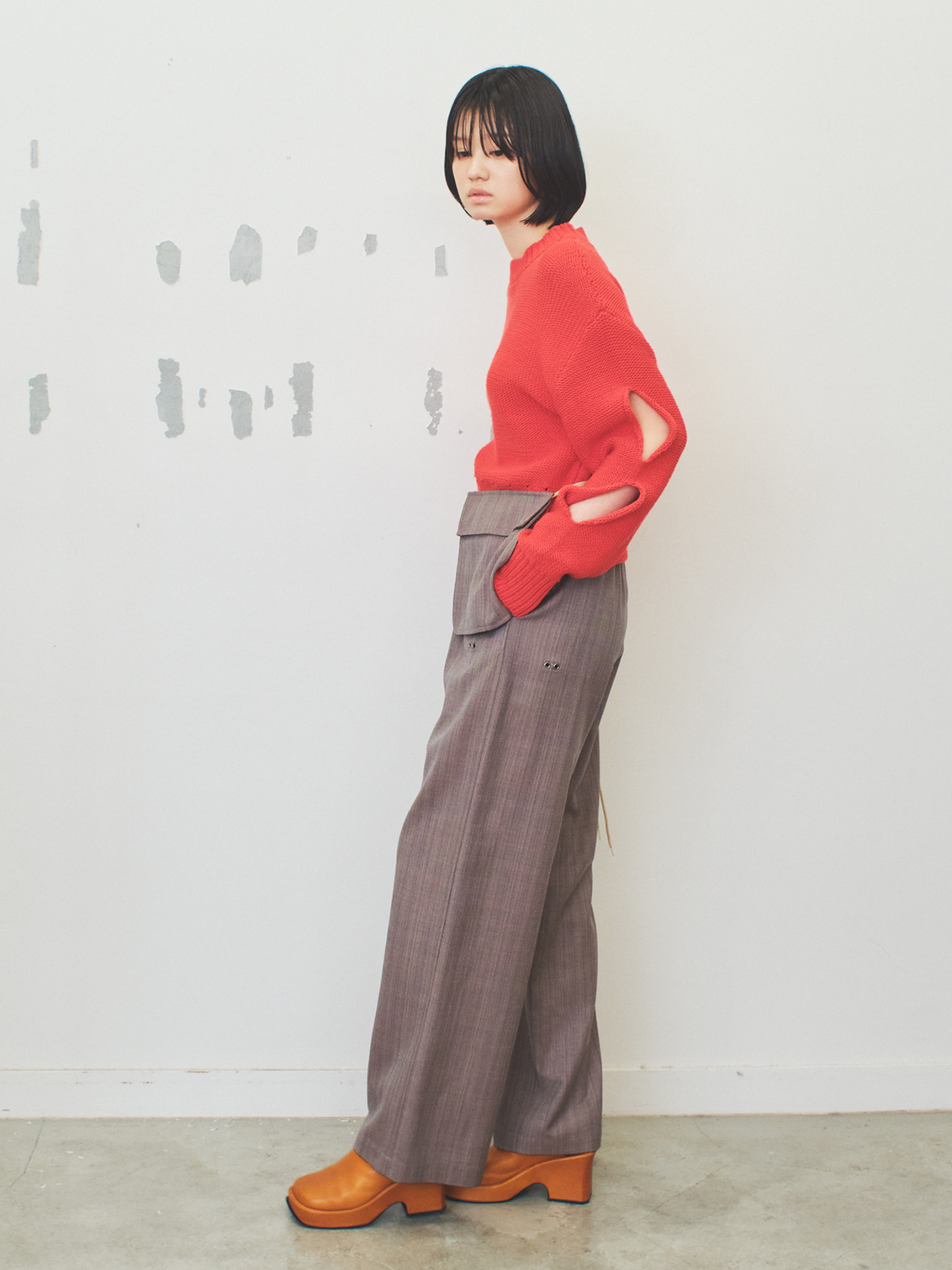 holes knit top 詳細画像 red 7
