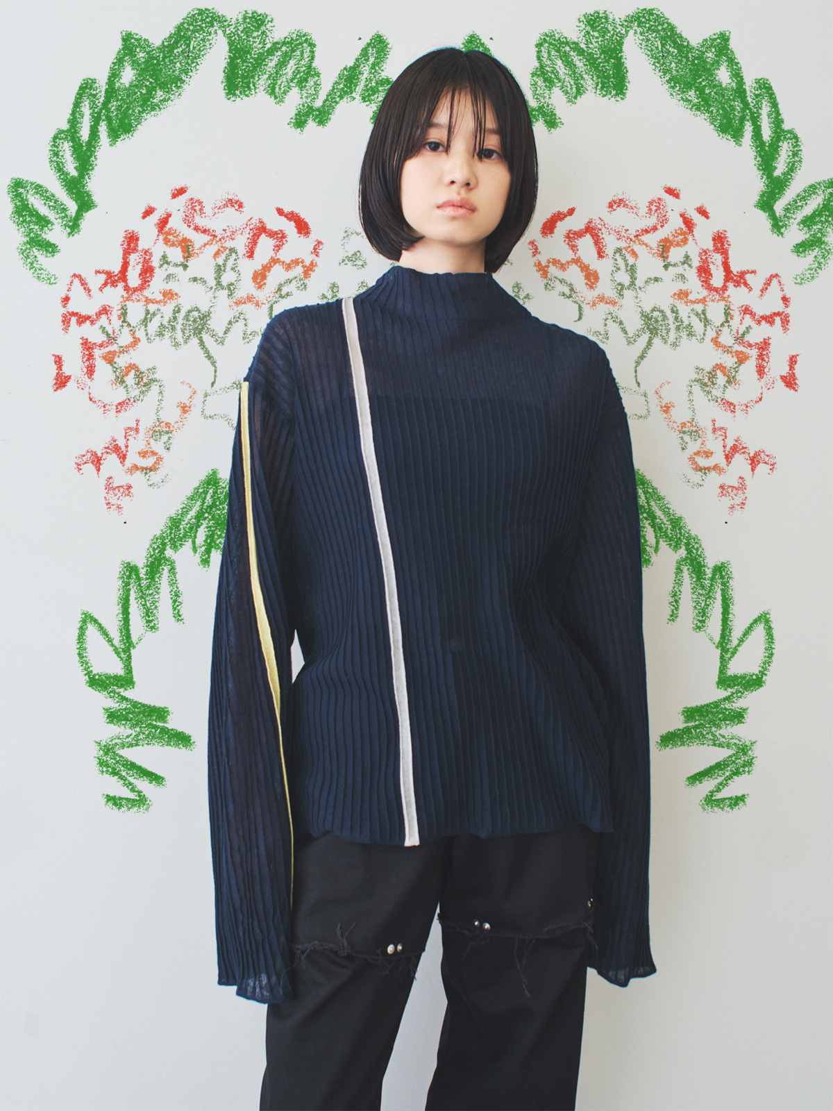 breeze knit top 詳細画像 navy 1