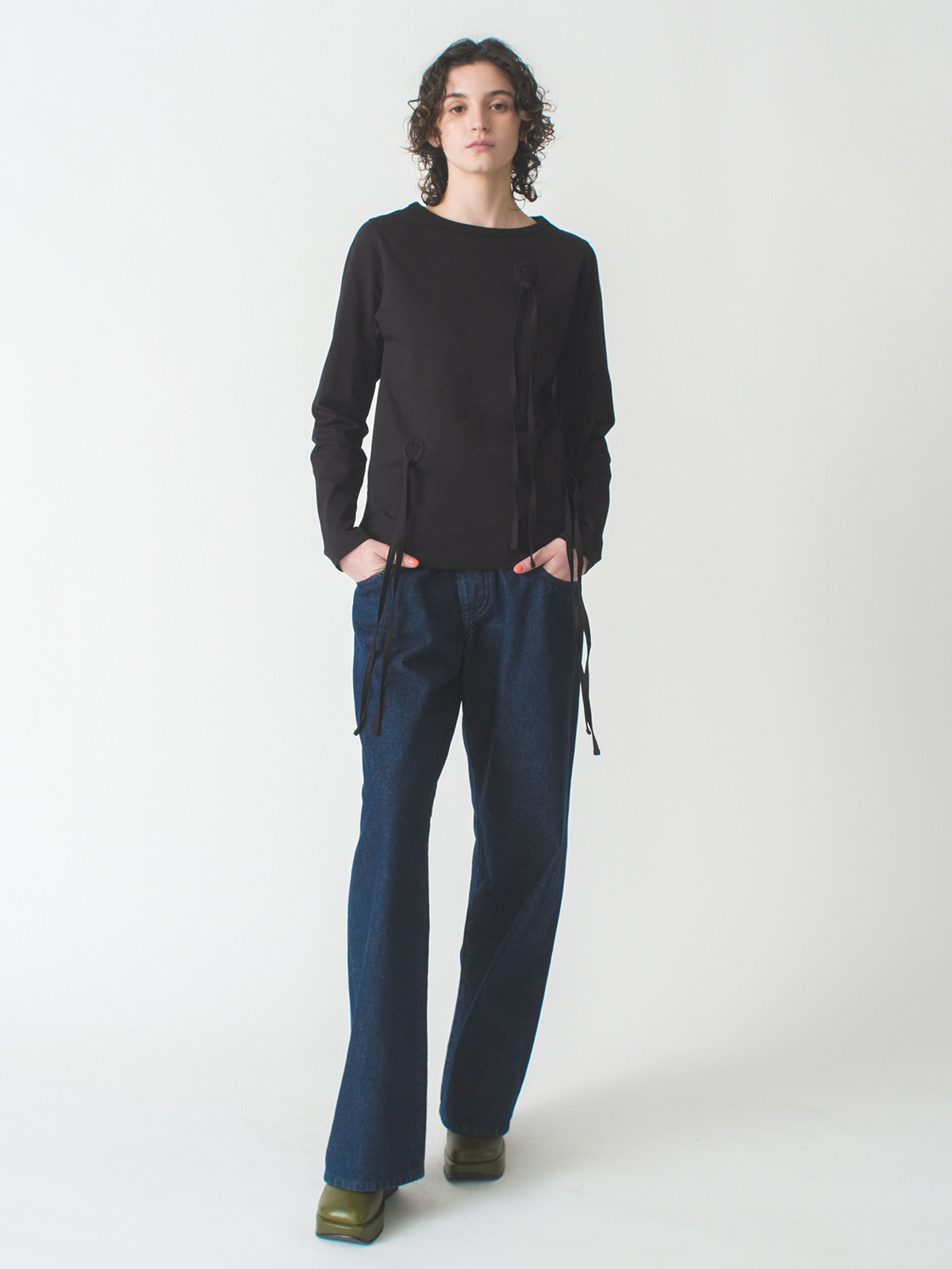 ribbons long sleeve shirt 詳細画像 black 6