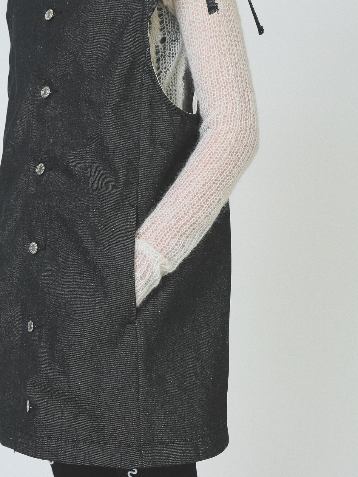 ribbon denim vest 詳細画像 black 12