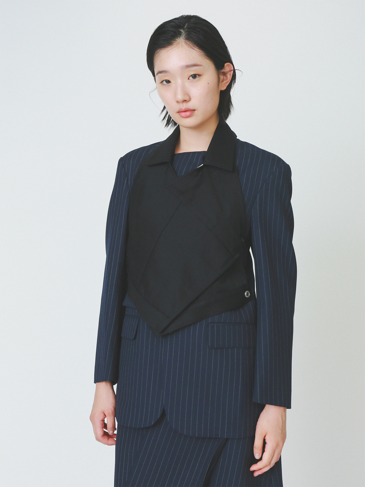 cross over denim vest 詳細画像 black 13