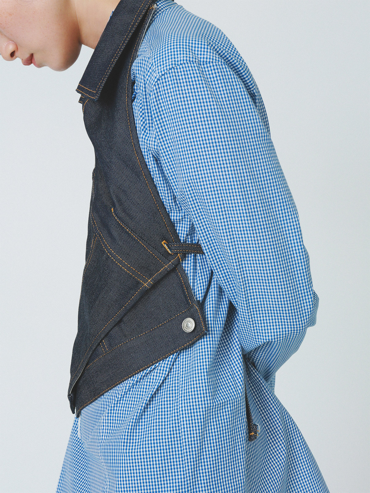cross over denim vest 詳細画像 indigo 9