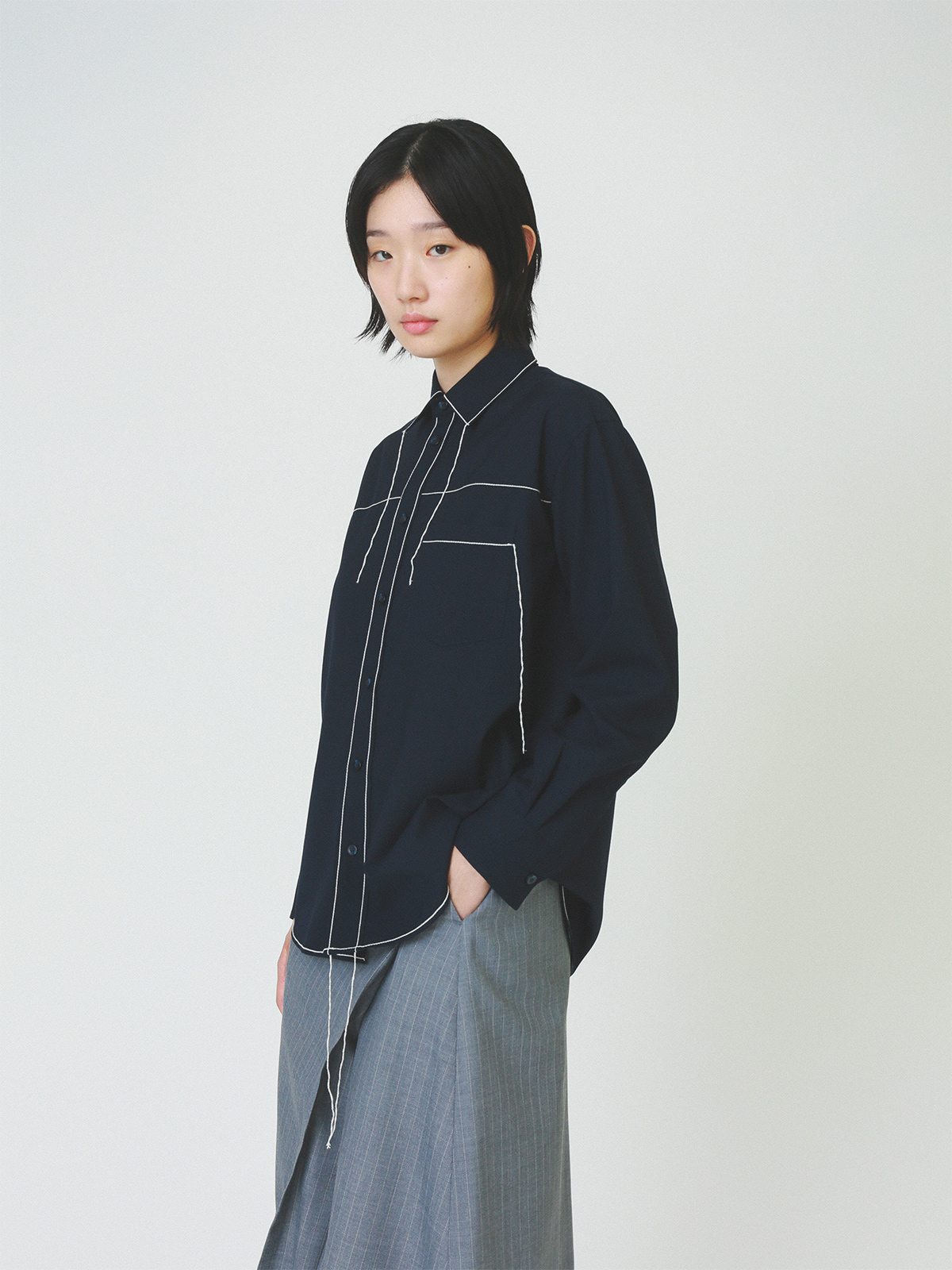 chain stitching shirt 詳細画像 navy 10