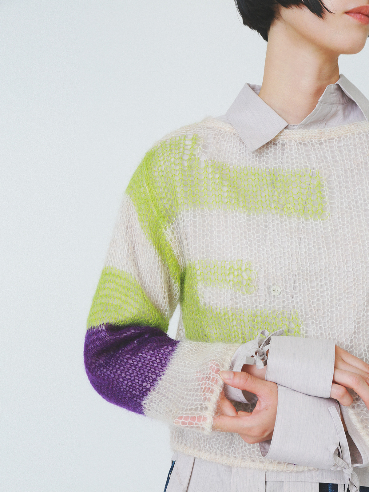 patchwork knit cardigan 詳細画像 baby pink 10