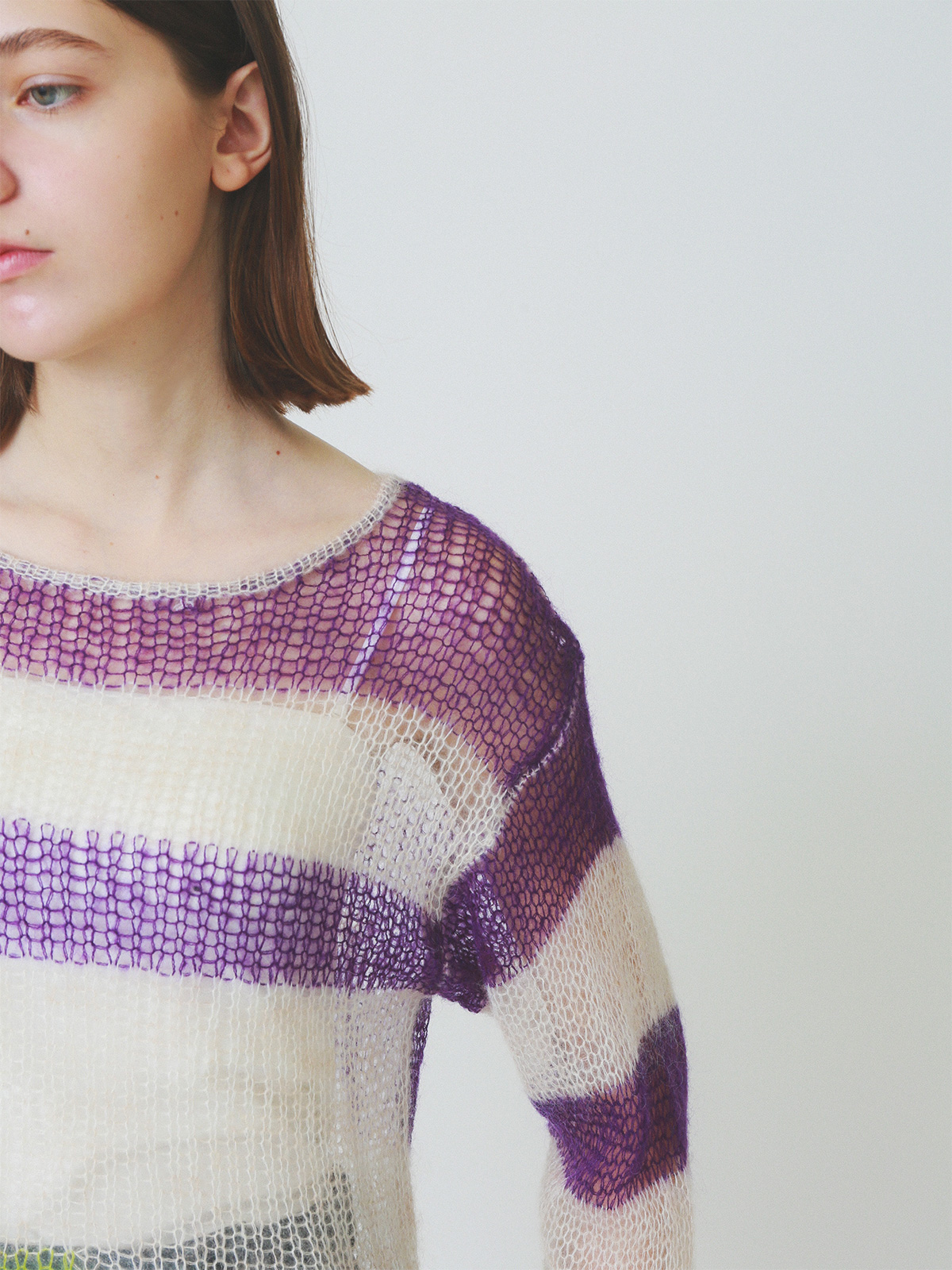 patchwork knit tops 詳細画像 baby pink 11