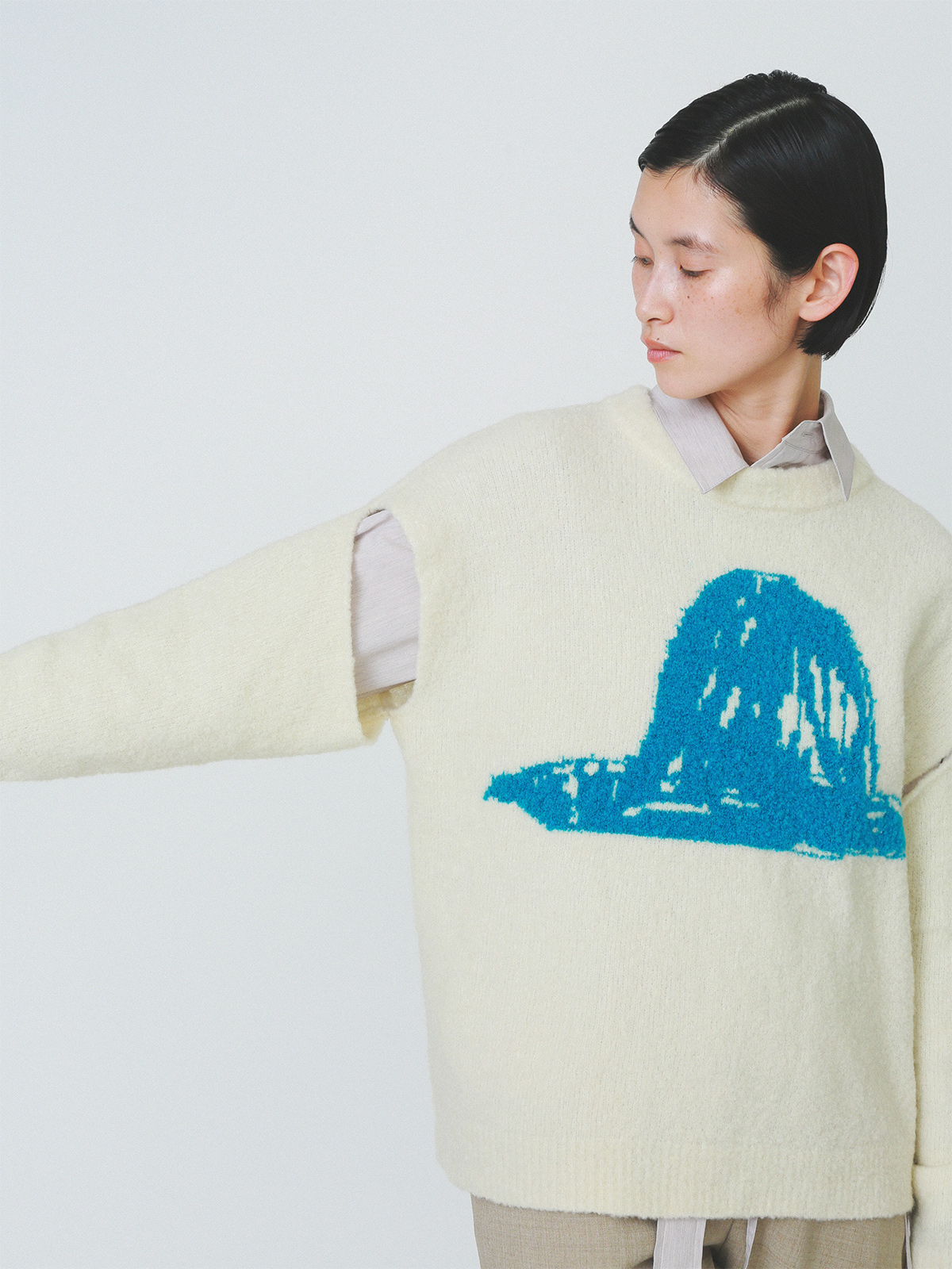 painter's hat knit top 詳細画像 white 8