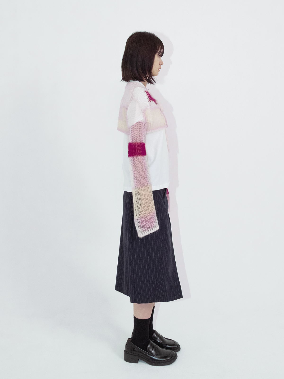 patchwork short knit cardigan 詳細画像 pink 4
