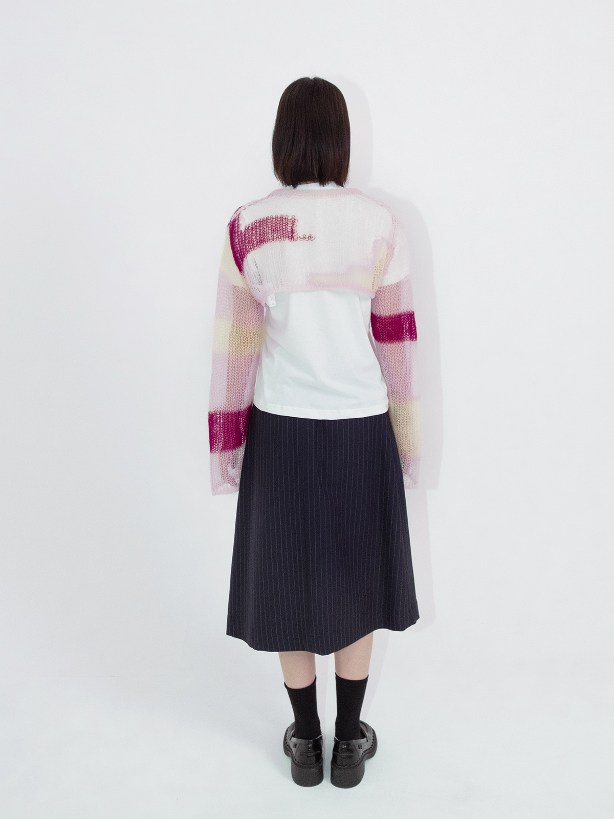 patchwork short knit cardigan 詳細画像 pink 5