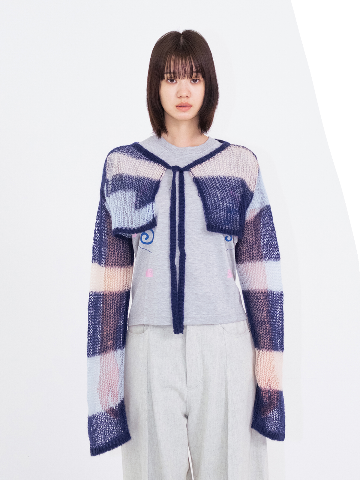 patchwork short knit cardigan