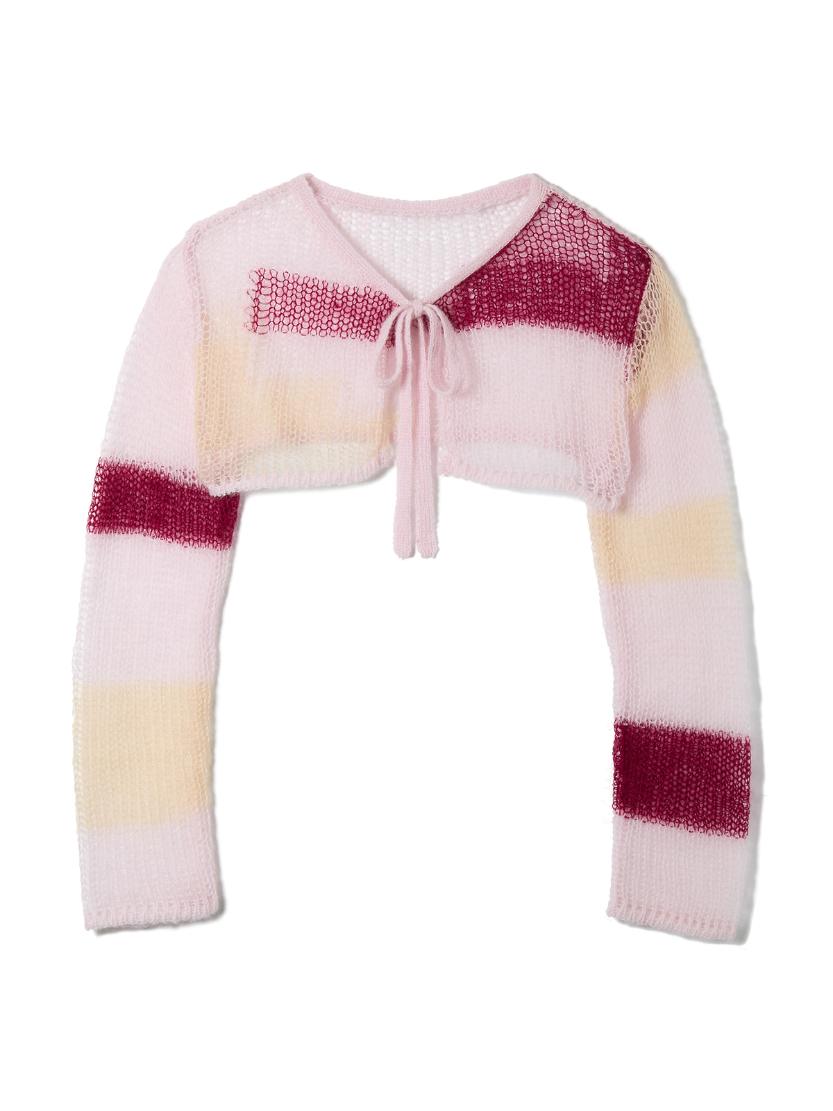 patchwork short knit cardigan 詳細画像 pink 1
