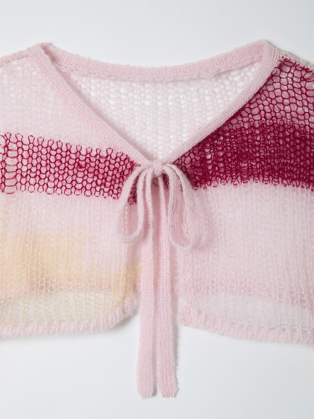 patchwork short knit cardigan 詳細画像 pink 3