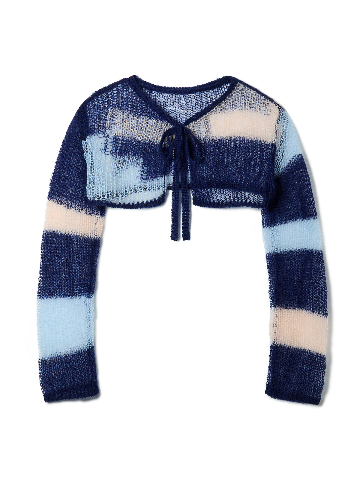 patchwork short knit cardigan 詳細画像 navy 1