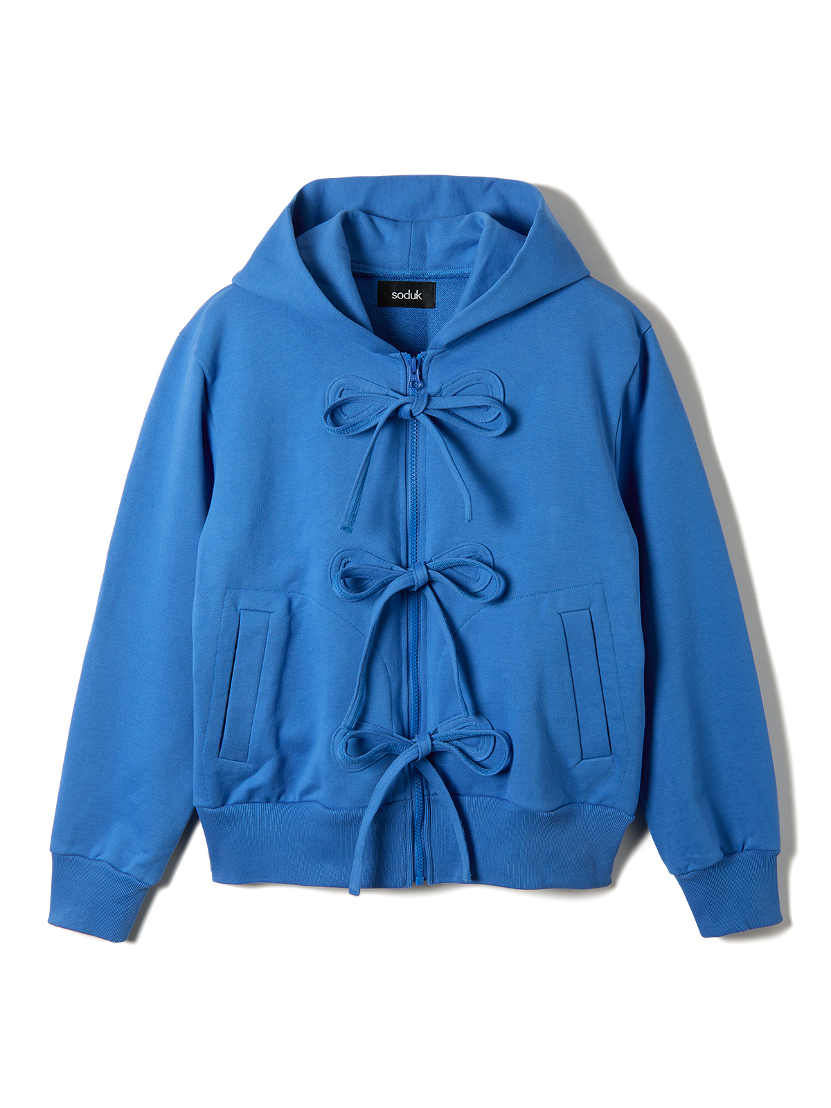 ribbon zip hoodie