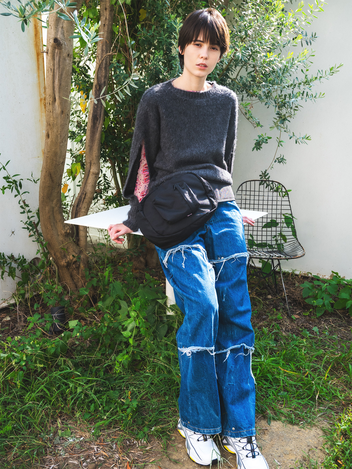 holes knit sweater 詳細画像 gray 2