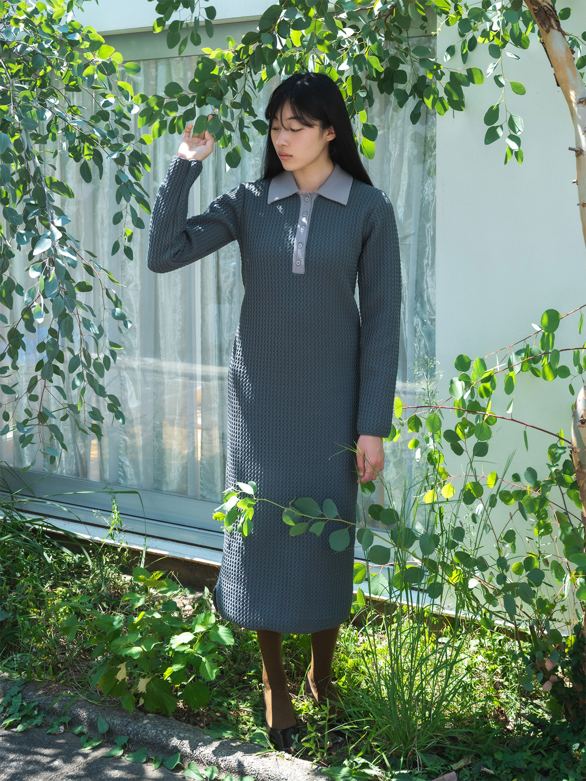 knit polo one piece 
