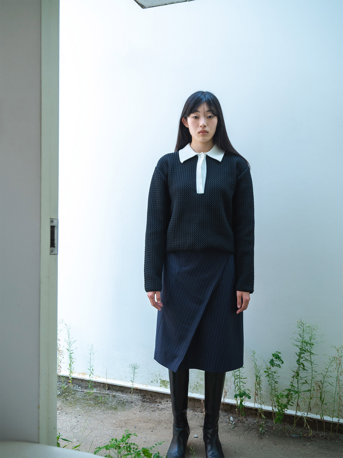 knit polo top