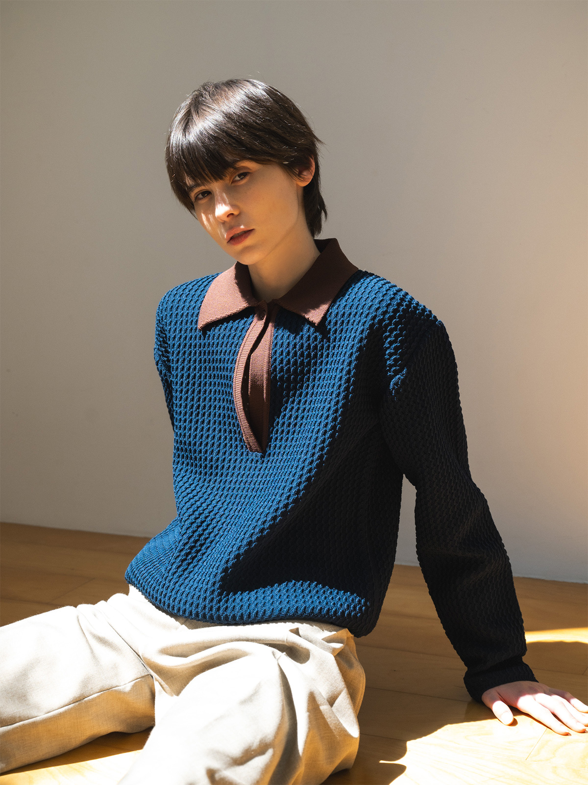 knit polo top