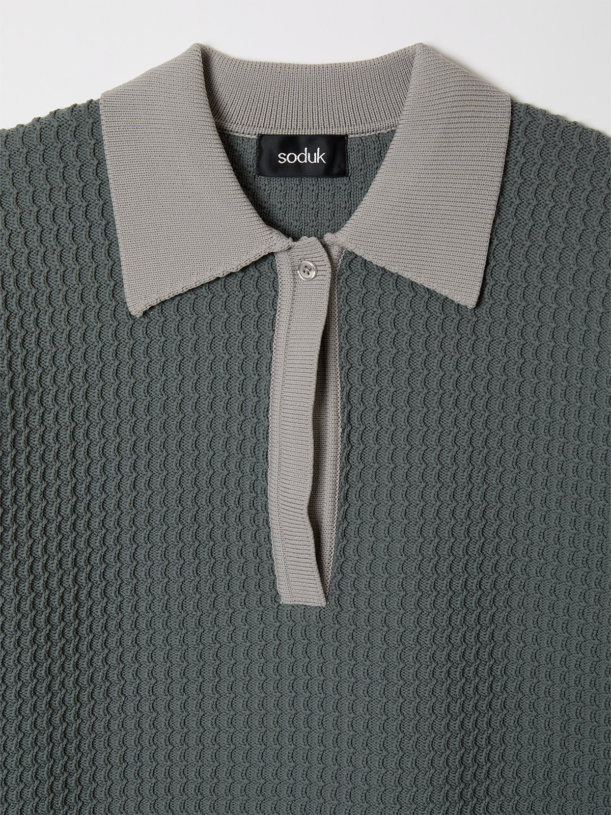 knit polo top 詳細画像 gray 3