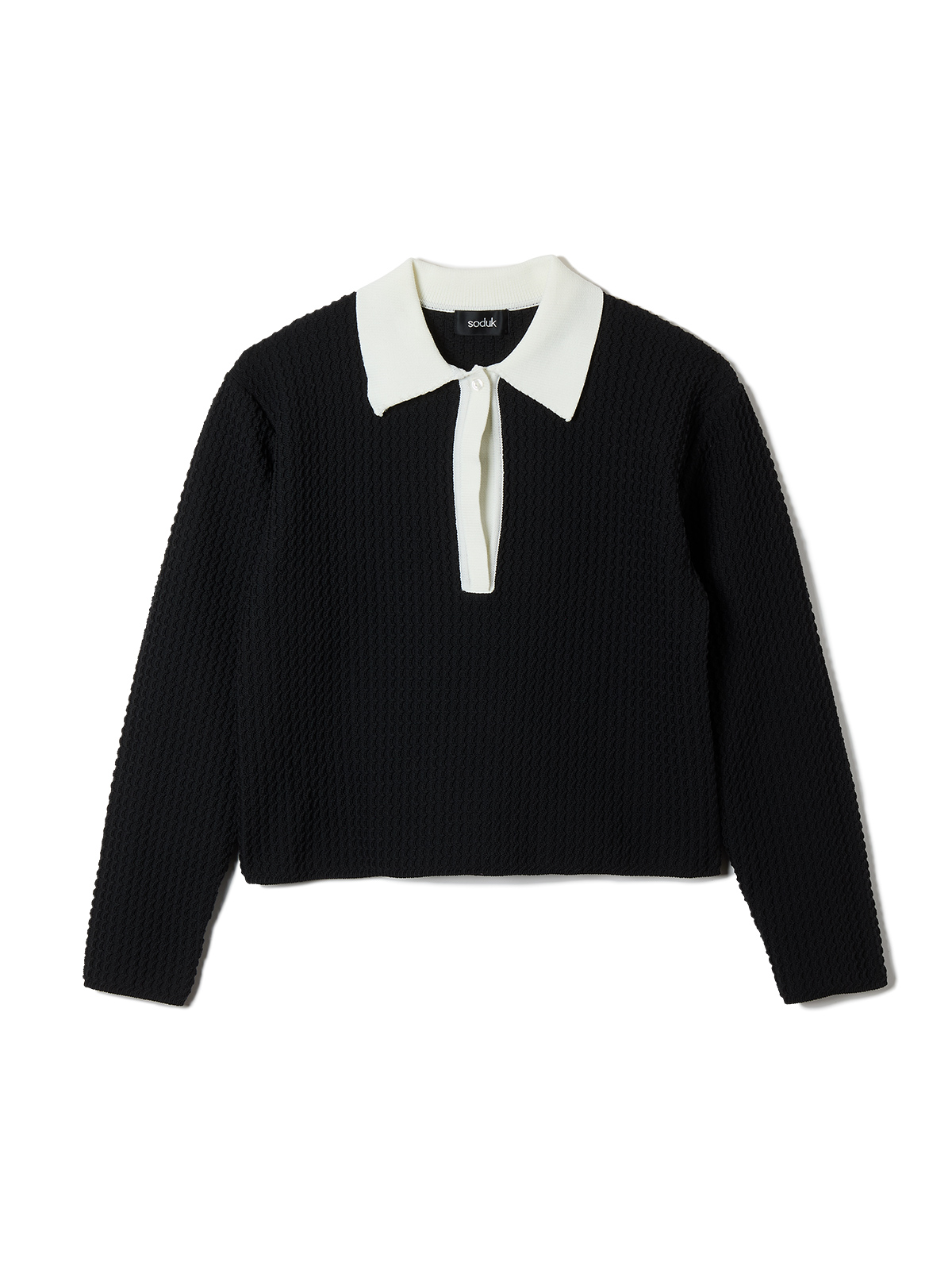 knit polo top 詳細画像 black 1