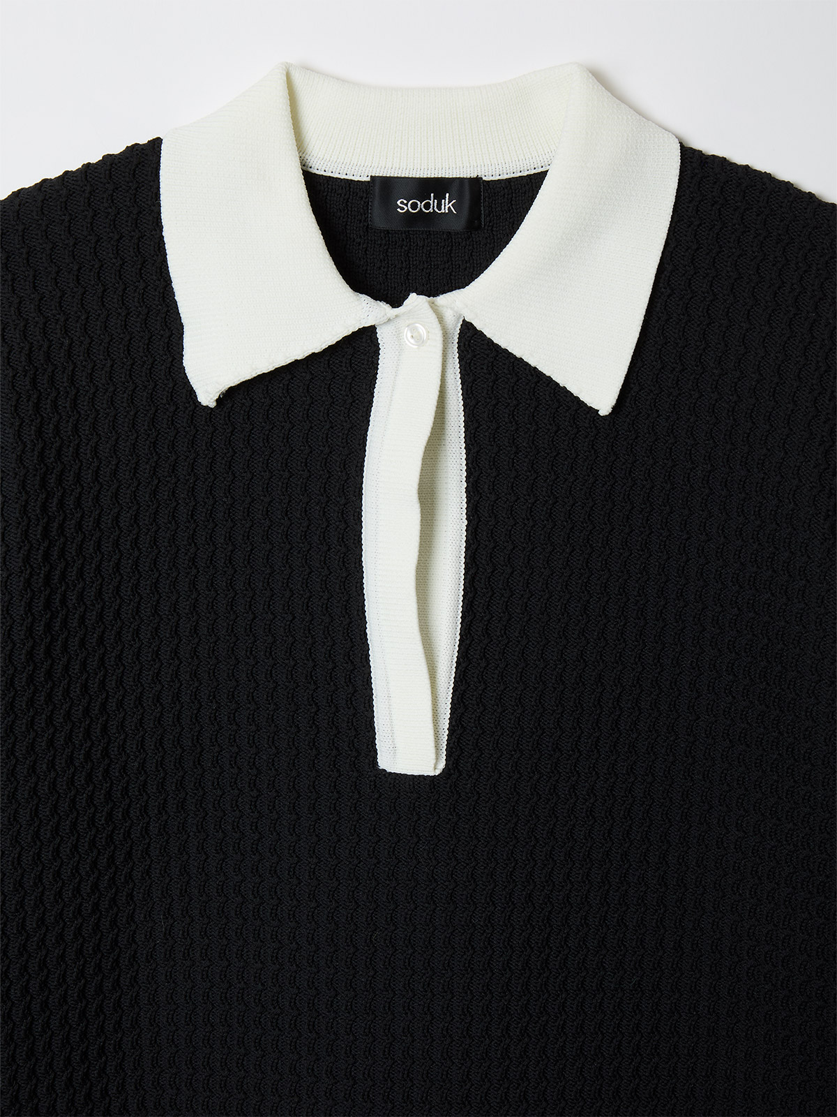 knit polo top 詳細画像 black 3