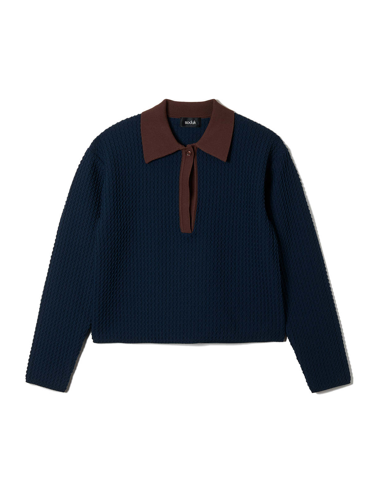 knit polo top 詳細画像 navy 1