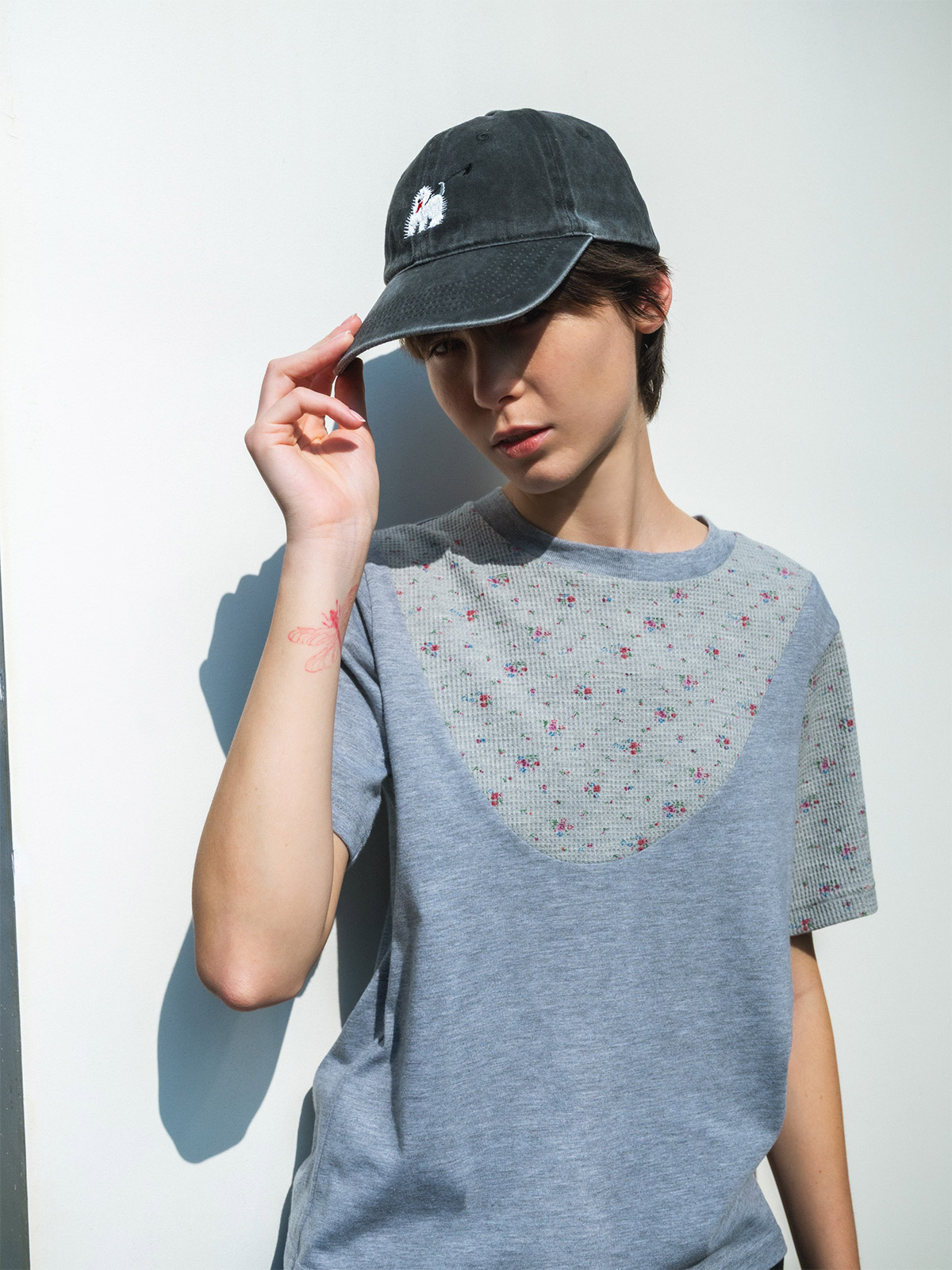 flower t-shirt 詳細画像 gray 2