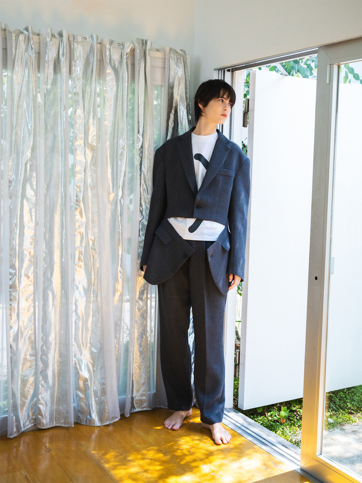 back pleated trousers 詳細画像 gray 2