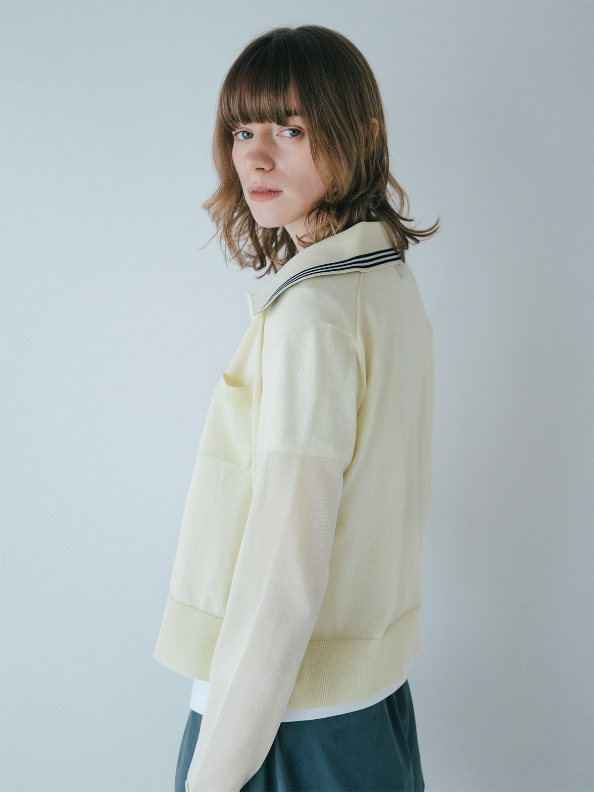 sheer knit polo cardigan 詳細画像 ivory 4