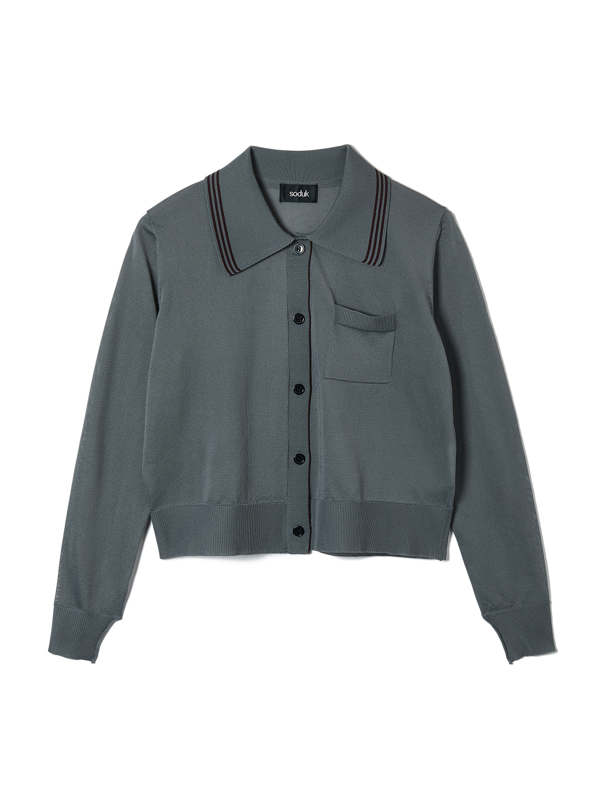 sheer knit polo cardigan 詳細画像 gray 1
