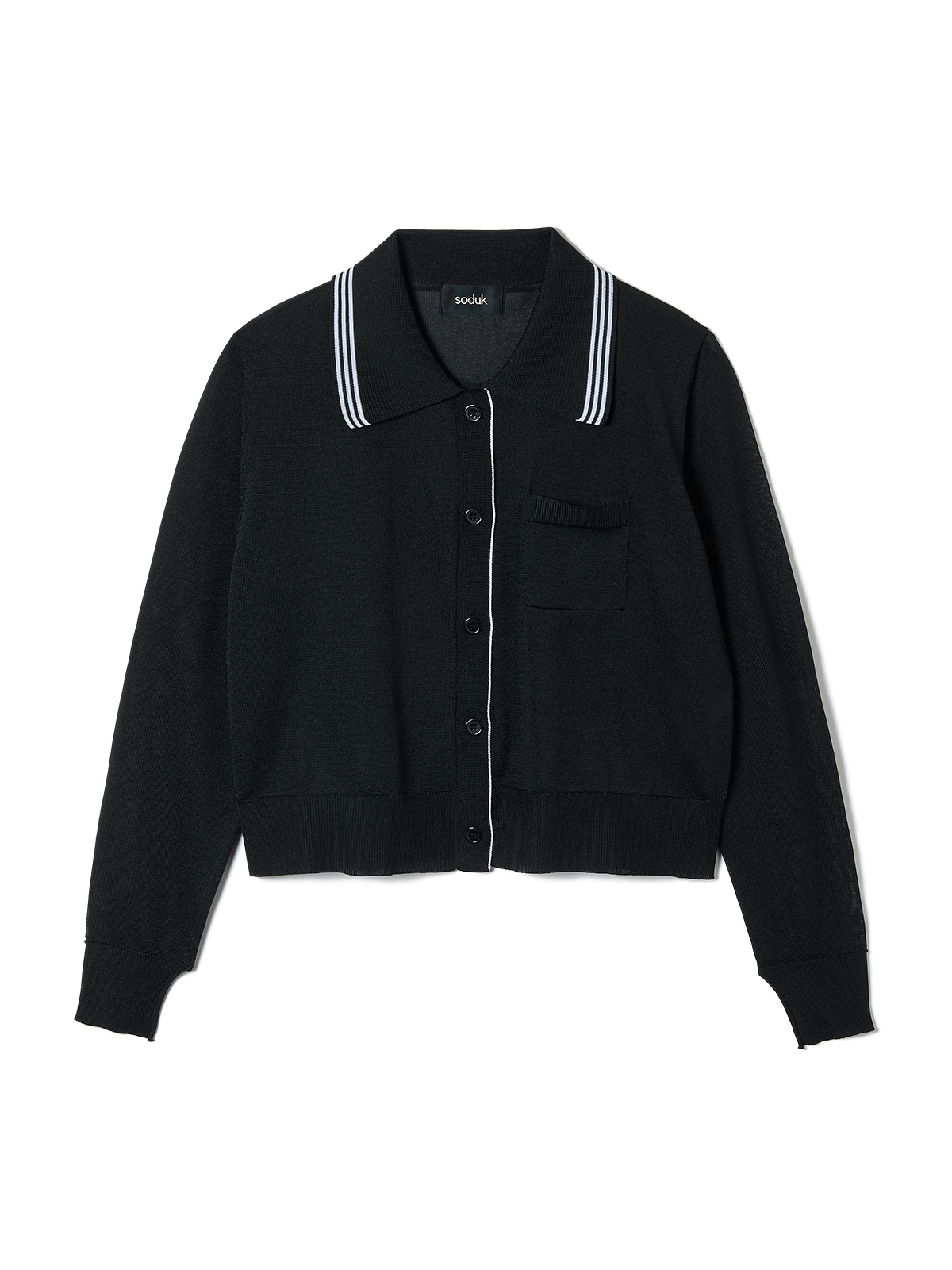 sheer knit polo cardigan 詳細画像 black 1