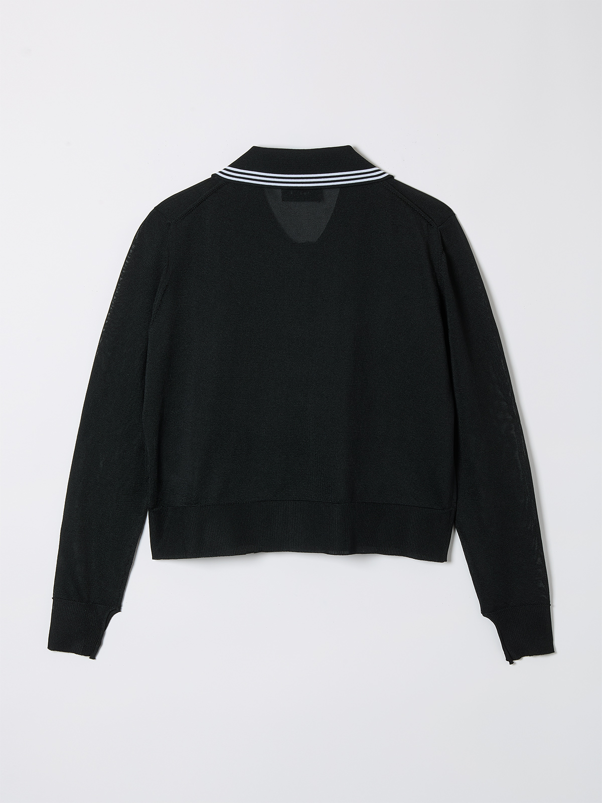 sheer knit polo cardigan 詳細画像 black 2
