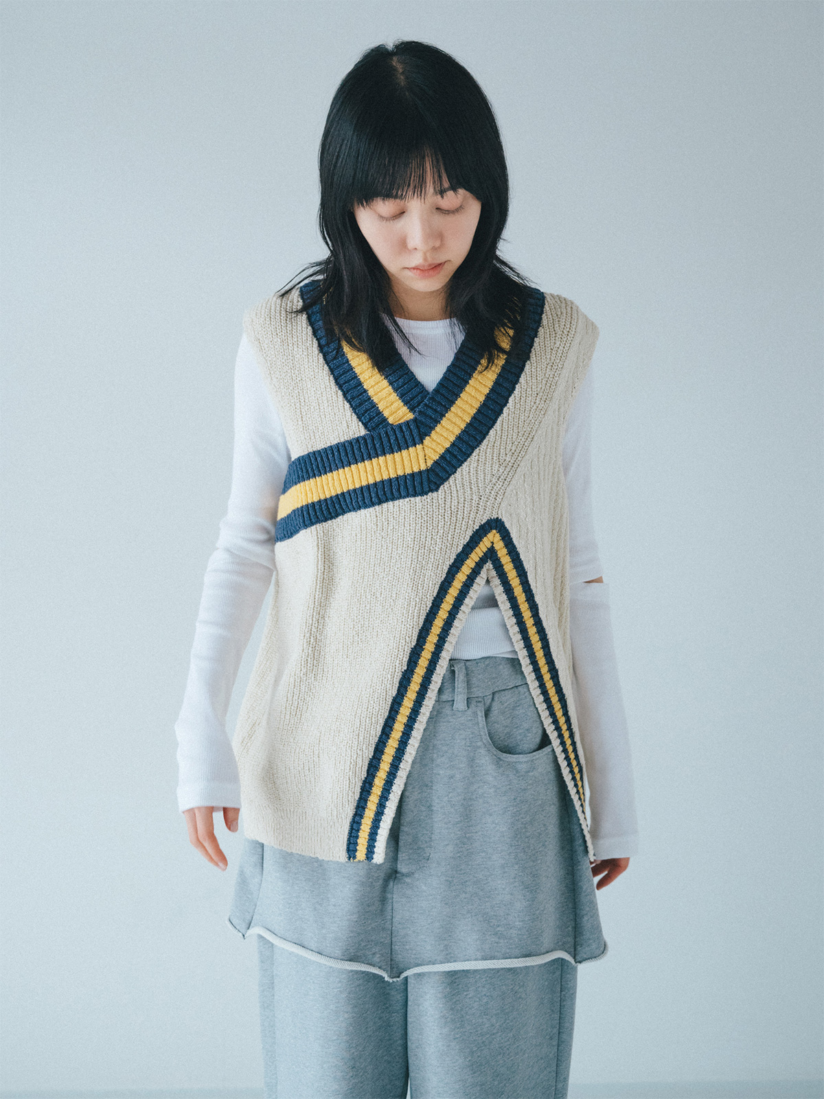 crossing knit vest 詳細画像 ivory 2