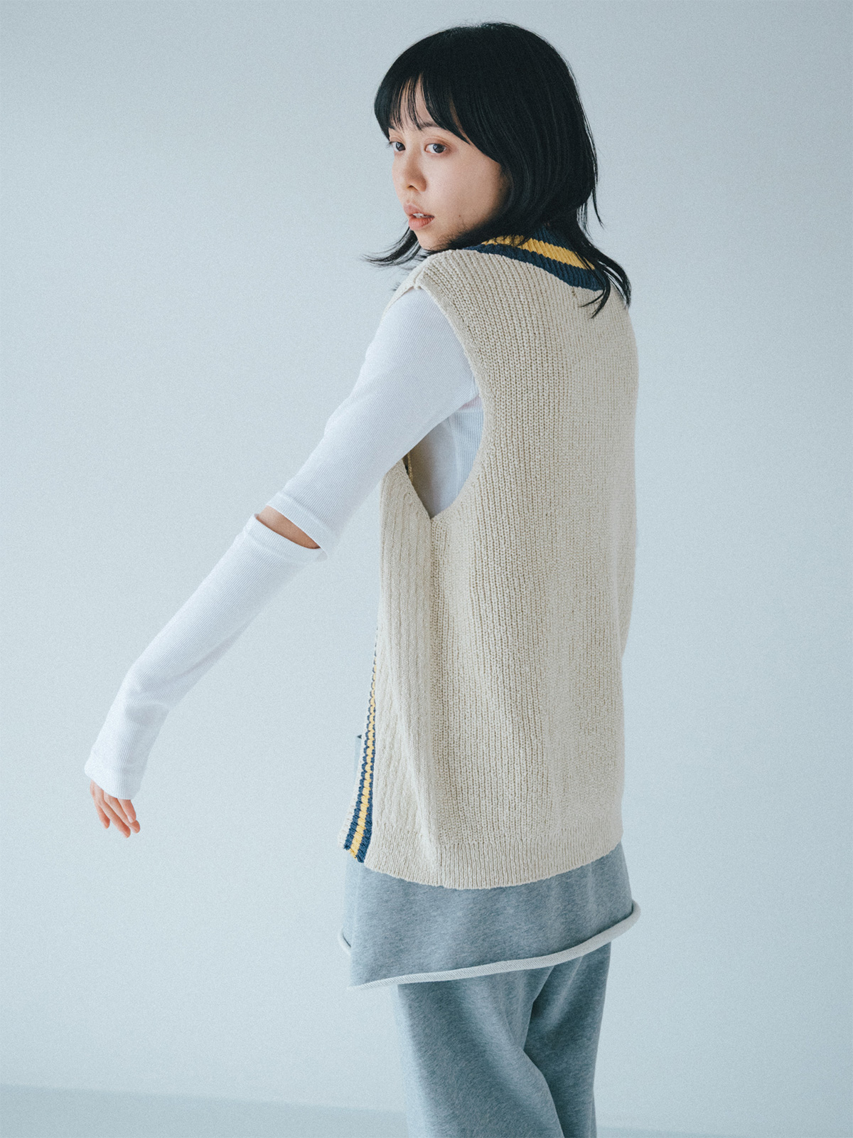 crossing knit vest 詳細画像 ivory 4